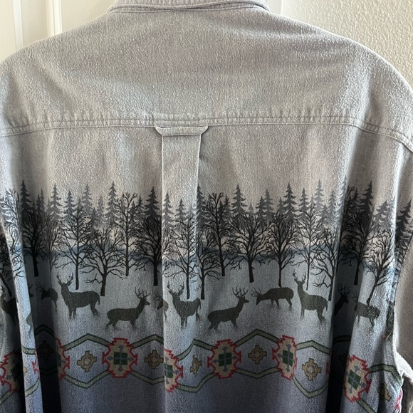 Mens Large Vintage Cabelas Deerskin Chamois Button Down Shirt Aztec Deer Print - Picture 5 of 11